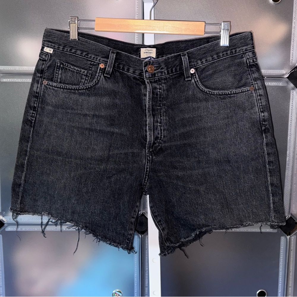 Citizens of Humanity Bailey Loose Fit Denim Shorts Black/Grey Wash Women’s 32